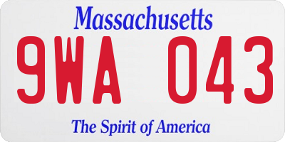 MA license plate 9WA043