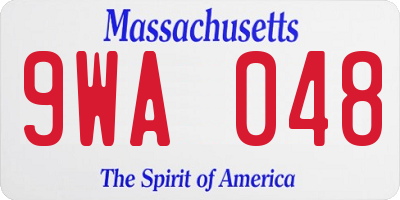 MA license plate 9WA048