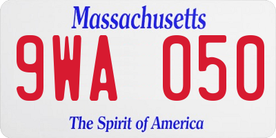 MA license plate 9WA050