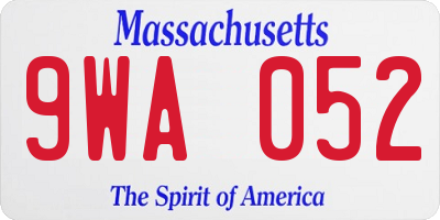 MA license plate 9WA052