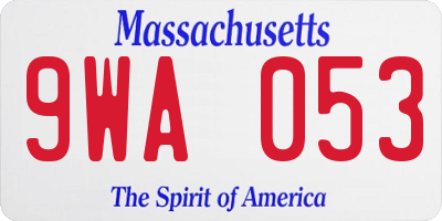 MA license plate 9WA053