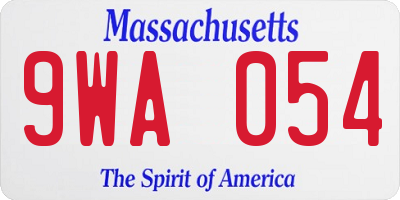 MA license plate 9WA054
