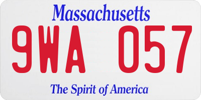 MA license plate 9WA057