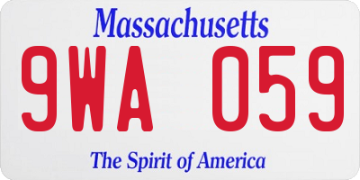 MA license plate 9WA059