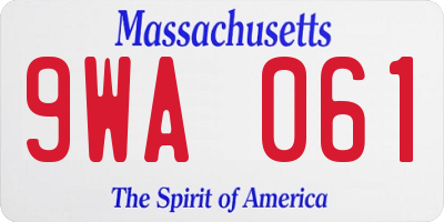 MA license plate 9WA061