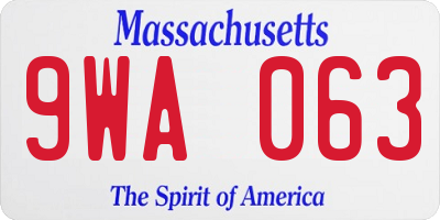 MA license plate 9WA063
