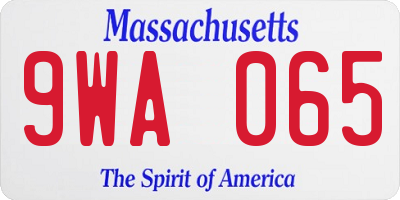 MA license plate 9WA065