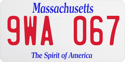 MA license plate 9WA067