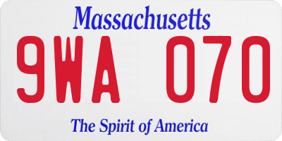 MA license plate 9WA070