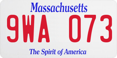 MA license plate 9WA073