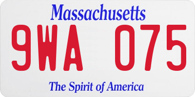 MA license plate 9WA075