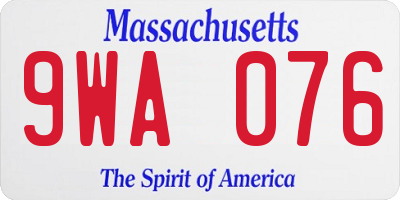 MA license plate 9WA076