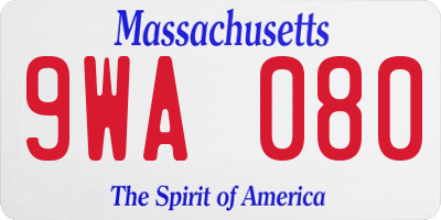 MA license plate 9WA080