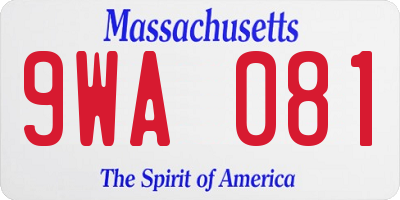 MA license plate 9WA081
