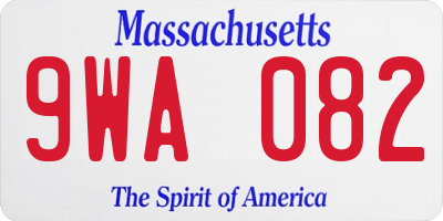 MA license plate 9WA082