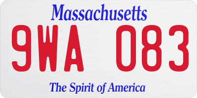 MA license plate 9WA083