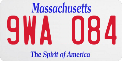 MA license plate 9WA084