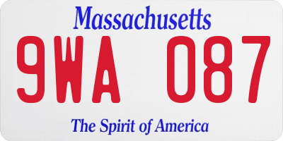 MA license plate 9WA087