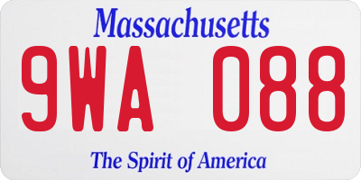 MA license plate 9WA088