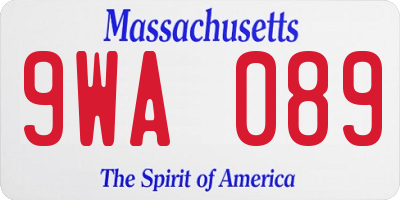 MA license plate 9WA089
