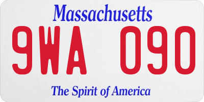 MA license plate 9WA090