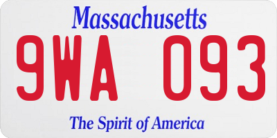 MA license plate 9WA093