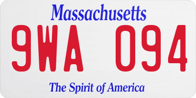 MA license plate 9WA094