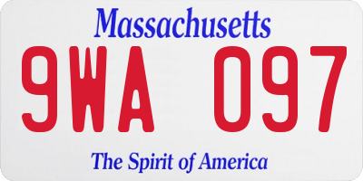 MA license plate 9WA097