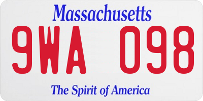 MA license plate 9WA098