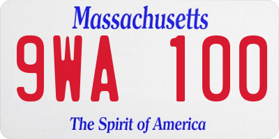 MA license plate 9WA100