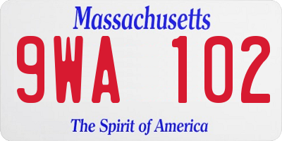 MA license plate 9WA102