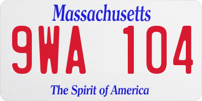 MA license plate 9WA104