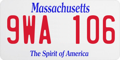 MA license plate 9WA106