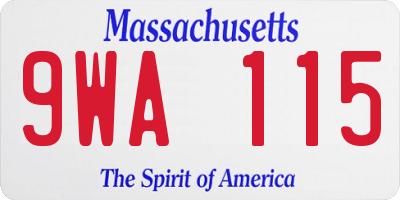 MA license plate 9WA115