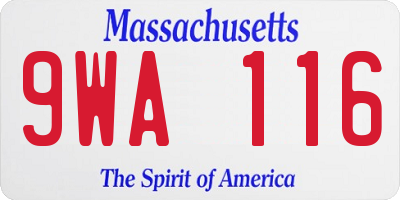 MA license plate 9WA116