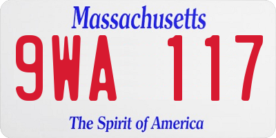 MA license plate 9WA117