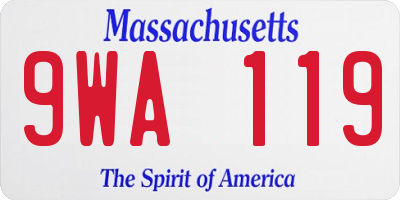 MA license plate 9WA119