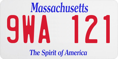 MA license plate 9WA121