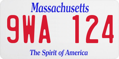 MA license plate 9WA124