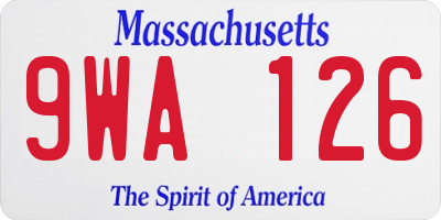 MA license plate 9WA126