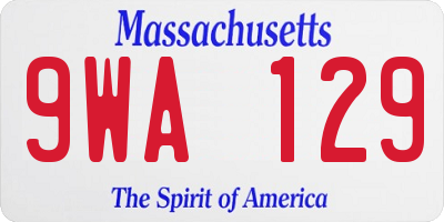MA license plate 9WA129