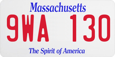 MA license plate 9WA130