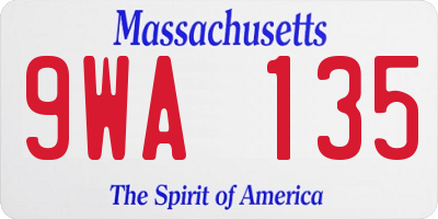 MA license plate 9WA135