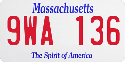 MA license plate 9WA136