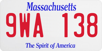 MA license plate 9WA138