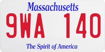 MA license plate 9WA140