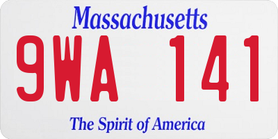 MA license plate 9WA141