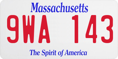 MA license plate 9WA143