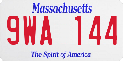 MA license plate 9WA144