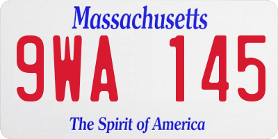 MA license plate 9WA145